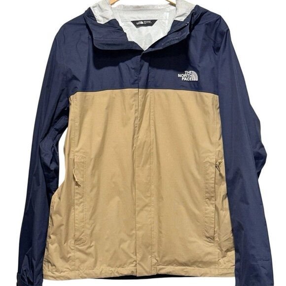 The North Face Venture 2 Jacket DryVent Windbreaker Tan Navy Blue Mens Medium - Picture 1 of 15